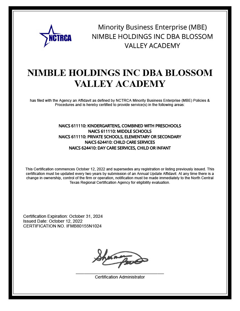 NCTRCA Minority Business Enterprise Certified